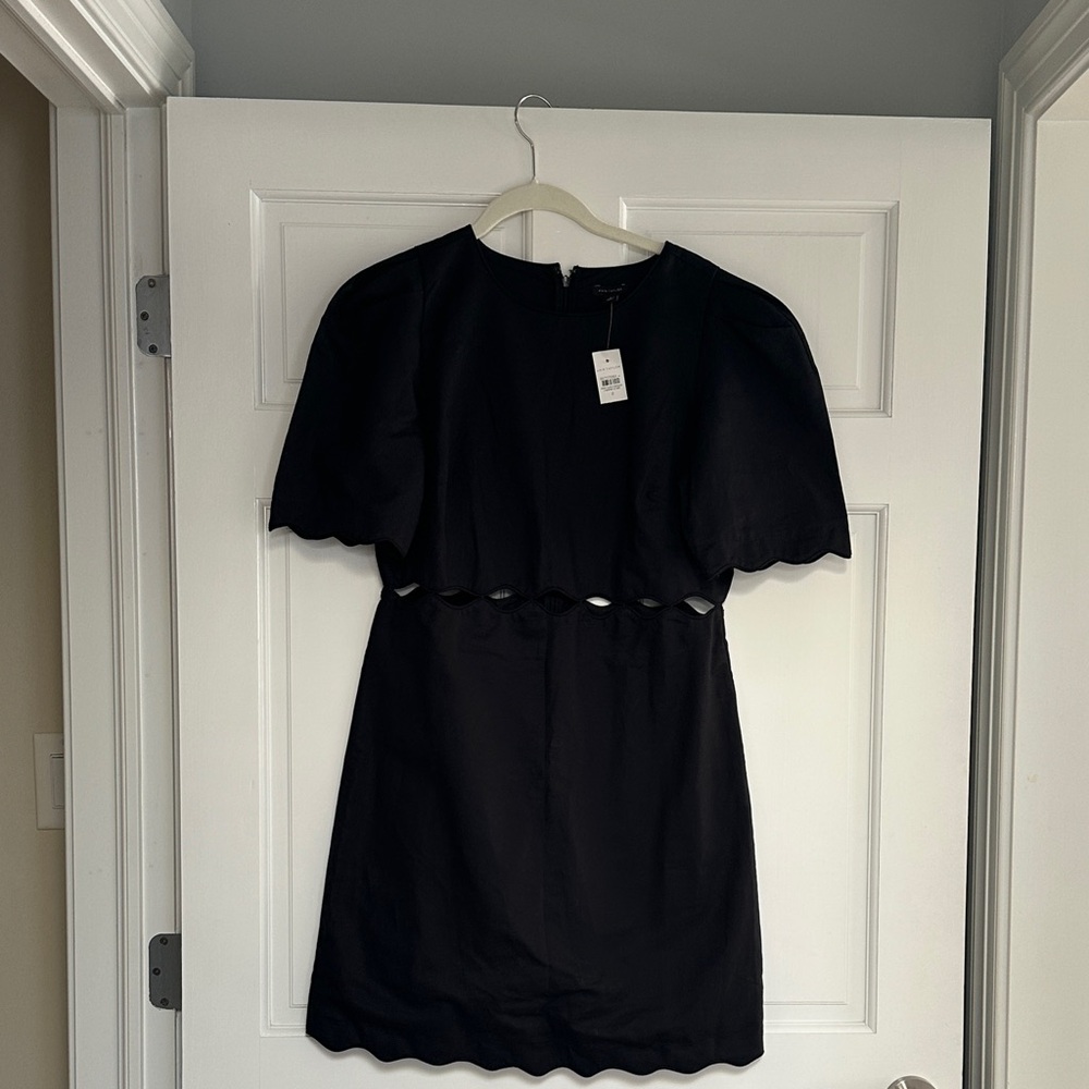 Ann Taylor Black Mini Dress with Scalloped Edges